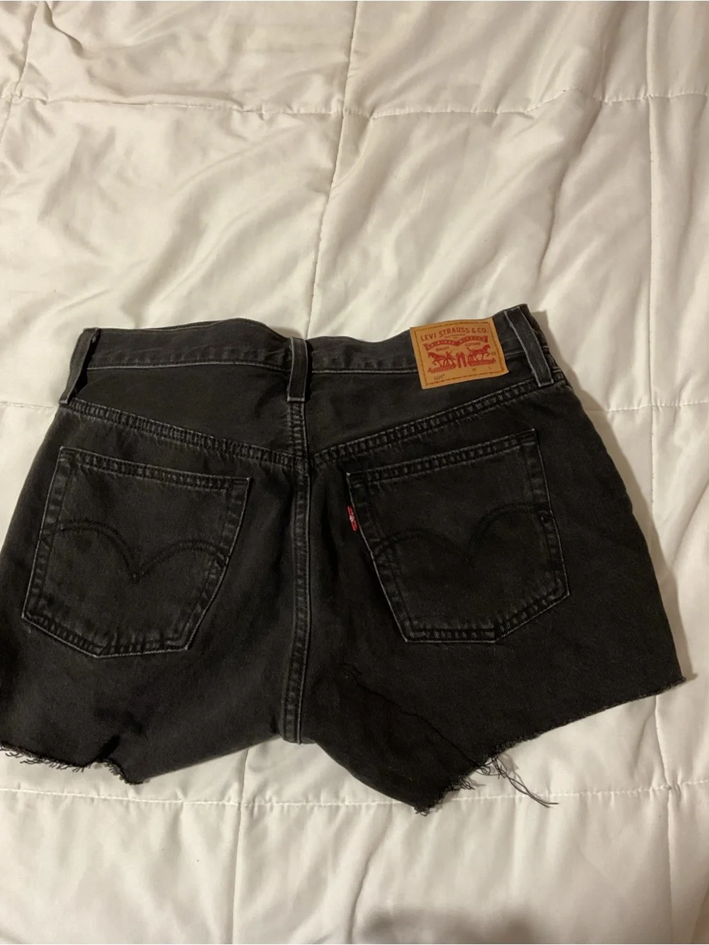 Levi's Black High-Rise Button-Fly Frayed Denim Shorts